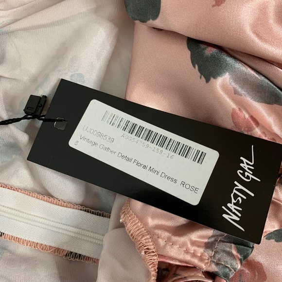 Nasty Gal Vintage Gather Detail Floral Mini Dress Rose Pink Size 4 - Picture 10 of 16